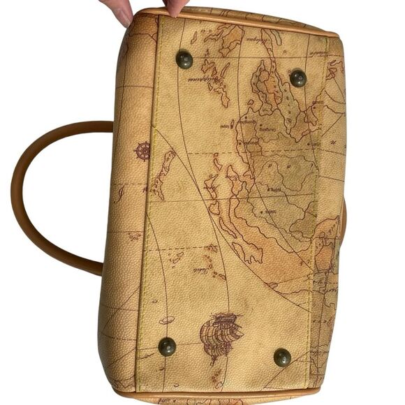 Vintage Allen Edward Map Barrel Handbag - Picture 4 of 14